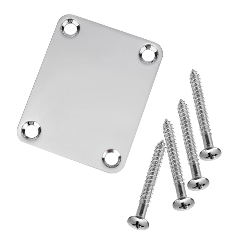 Swhmc Chrome Neck Plate for Electric Guitar with 1 Plastic Mat 4 Mounting Screws, Silver - Image 1